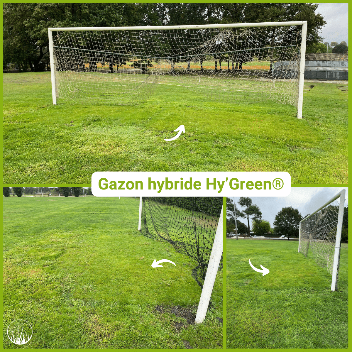 Chantier but de foot avec le gazon synthétique hybride Green Avenue